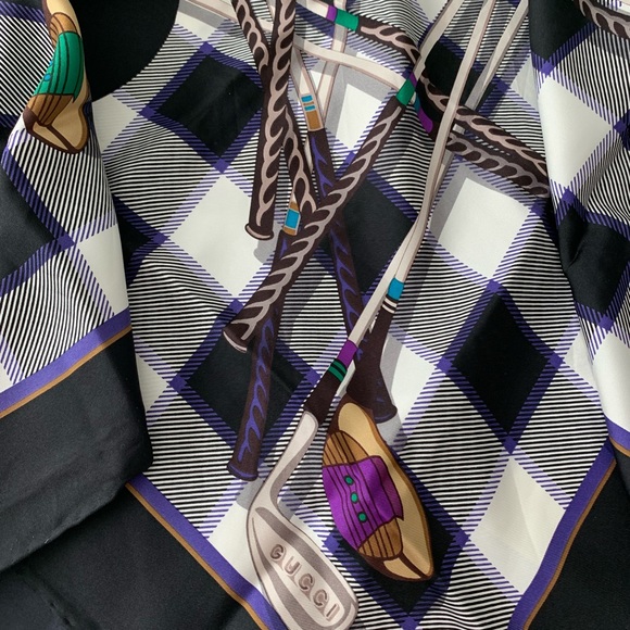 NWT Authentic Gucci Golf Sports Prints Silk Scarf - Picture 4 of 7